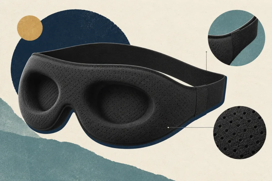 Illustration éditoriale d’un masque de sommeil ventilé à coques profilées